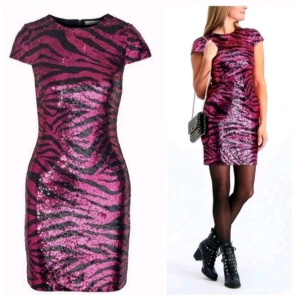 Alice + Olivia nat tiger print sequin mini dress Size 0